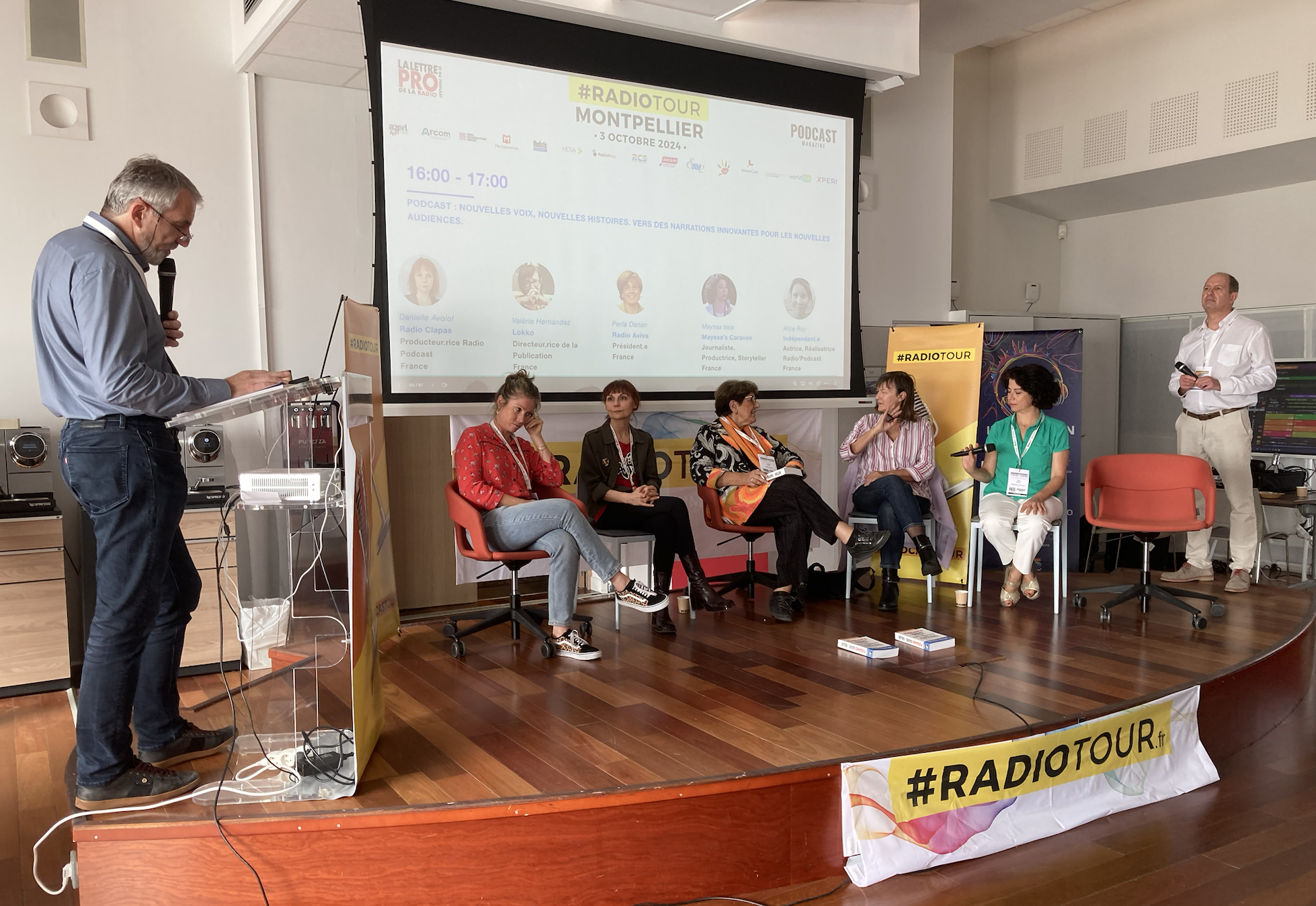 Une conférence 100% féminine autour du podcast avec e Danielle Avoiof (productrice à Radio Clapas), Valérie Hernandez (directrice de Lokko), Perla Danan (présidente de Radio Aviva) et Mayssa Issa (journaliste et storyteller).