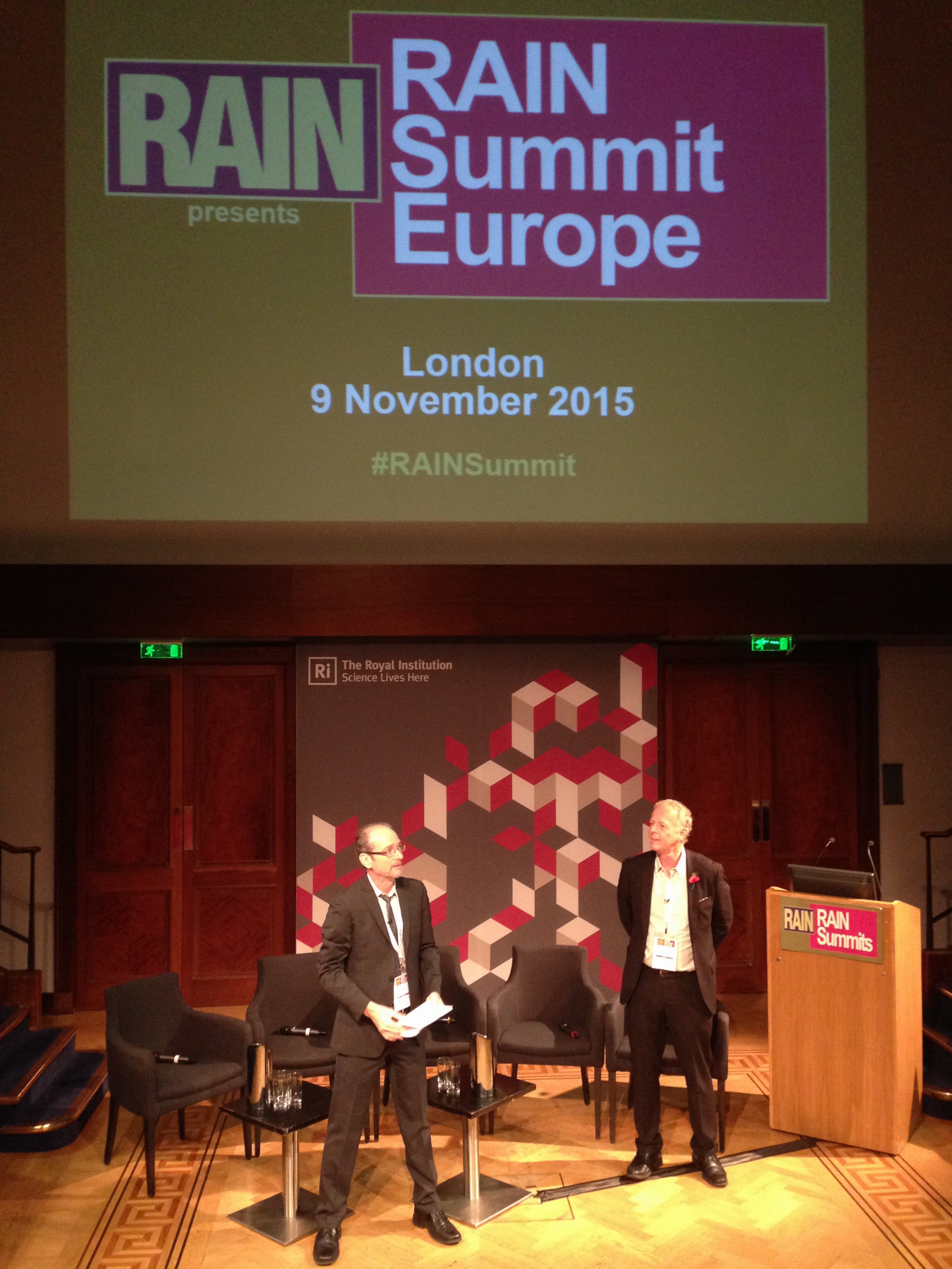 Brad Hill et Kurt Hanson, éditeurs de RAIN Enterprises, à l'ouverture du Rain Summit Europe le 9 novembre 2015 - © Olivier Oddou