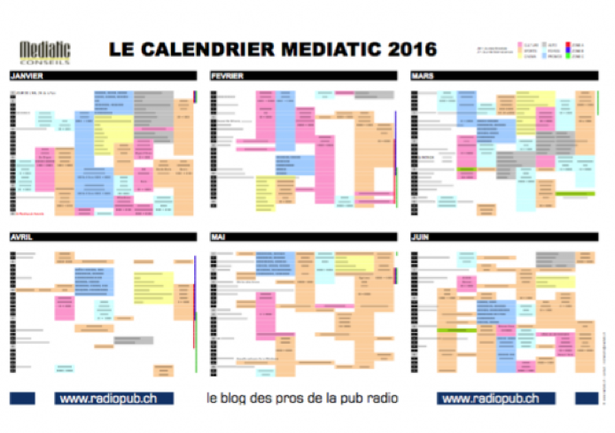 Le calendrier Mediatic 2016 est arrivé