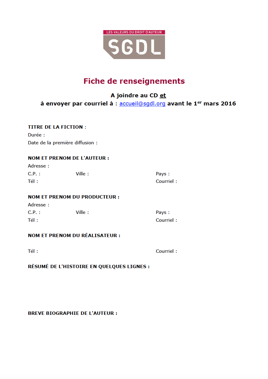 Grand Prix 2016 de la Fiction Radiophonique Francophone