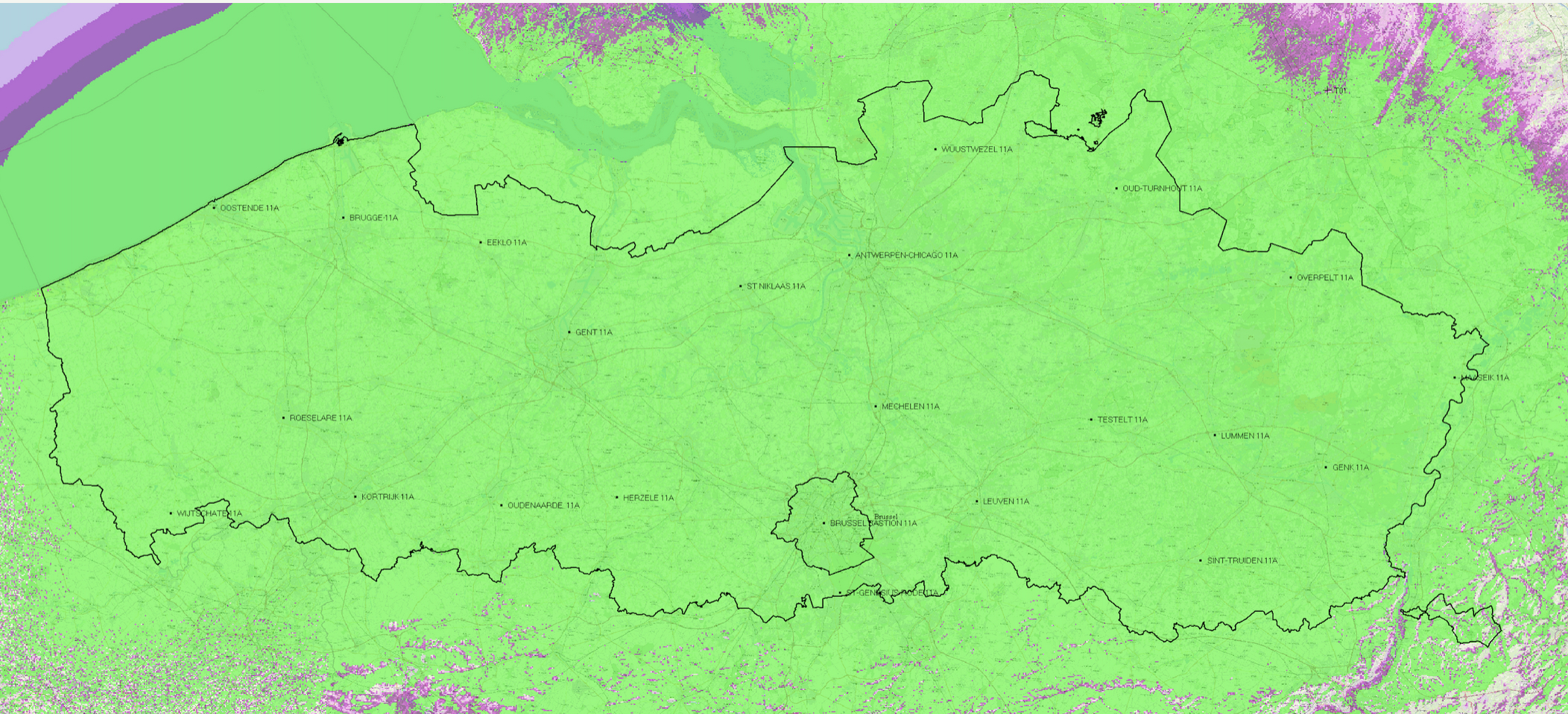 La carte de la couverture DAB+ en Flandre, montrant une large disponibilité du signal sur l'ensemble du territoire. Malgré cette avancée, le gouvernement flamand a décidé de reporter l'extinction de la FM, jugeant la transition encore prématurée © dabplus.be