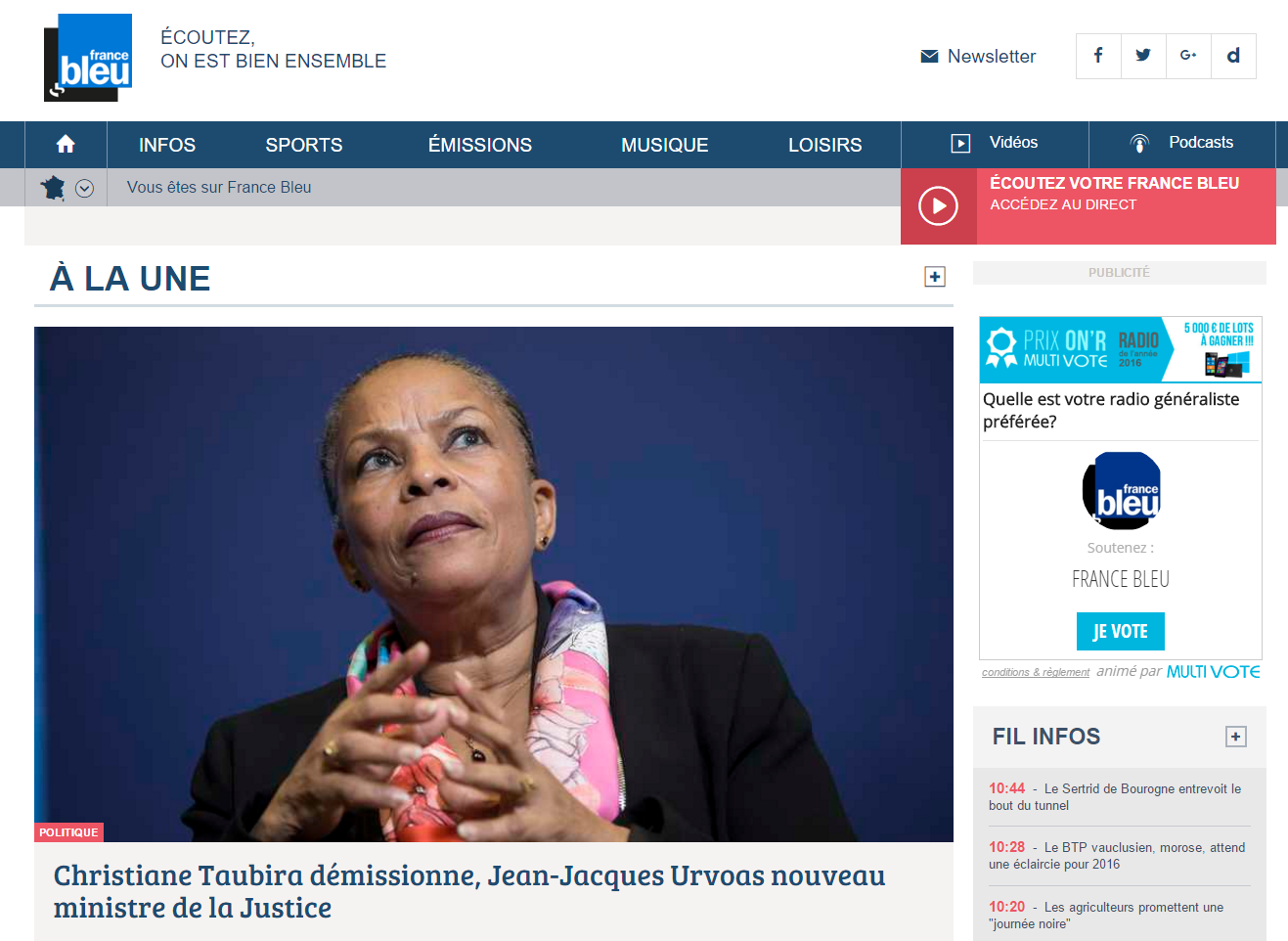France Bleu a intégré le code iframe sur la page d'accueil de son site et mobilise fortement sa communauté depuis ce matin