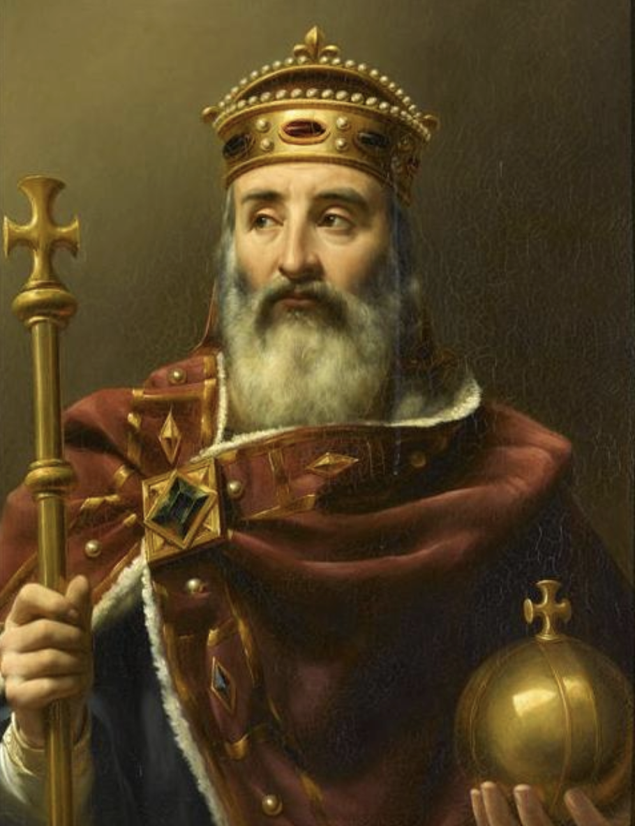 Charlemagne, empereur d’Occident (742-814), portrait par Louis-Félix Amiel (1837-1838), Musée historique de Versailles. Domaine public.