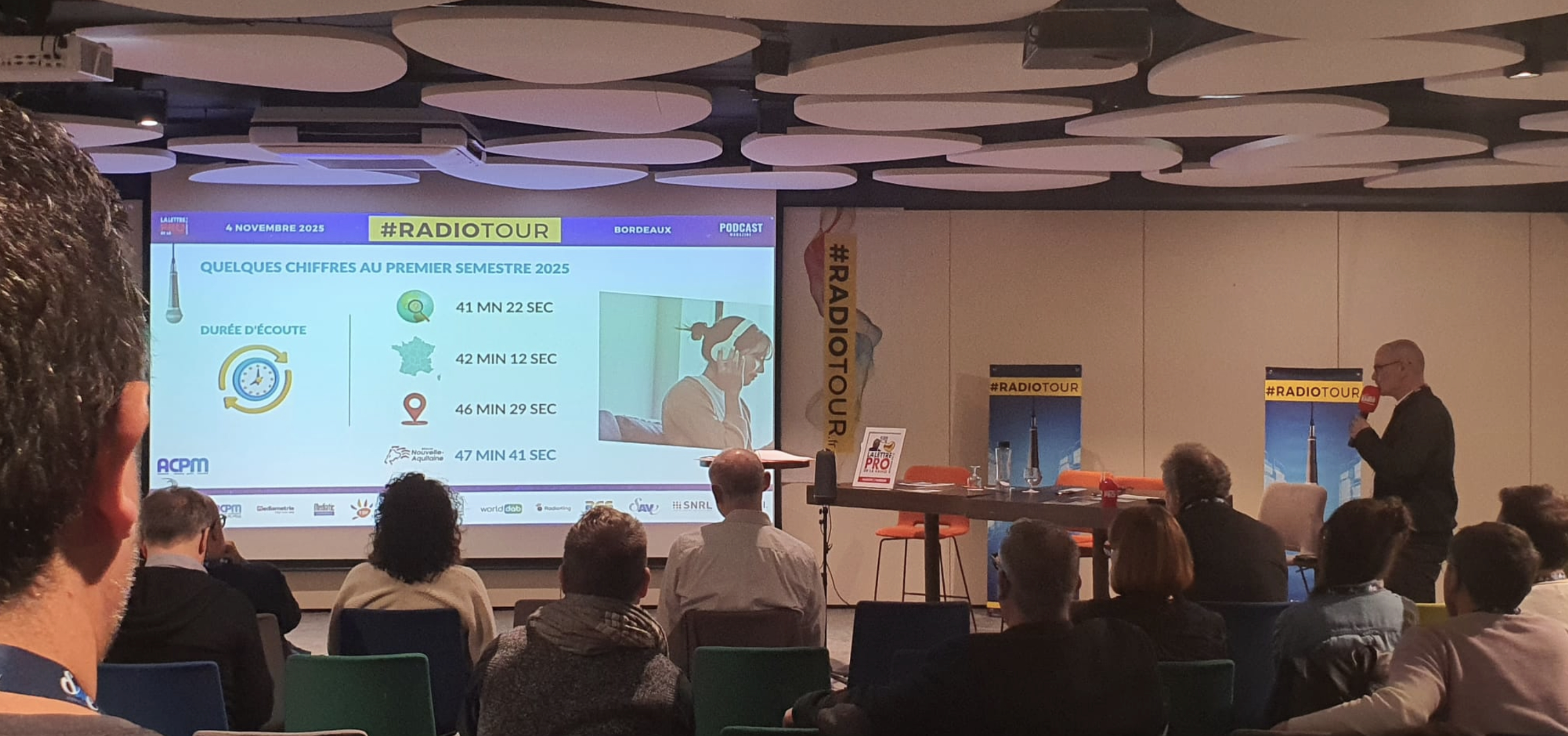 La présentation de l’étude ACPM sur l’écoute numérique des radios en Nouvelle-Aquitaine avec Sébastien Manaches, lors du RadioTour Bordeaux 2025.