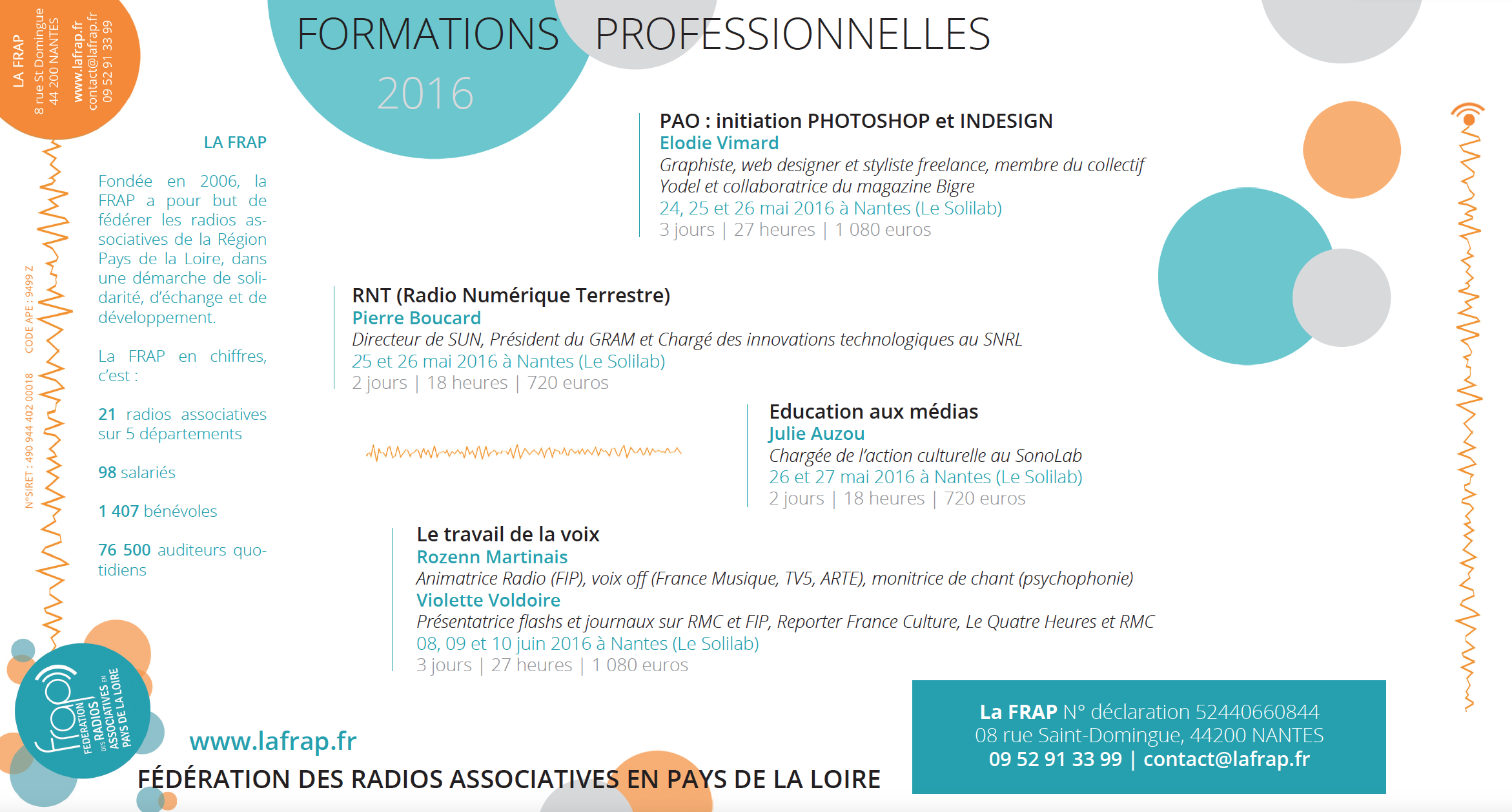 Quatre formations proposées par la FRAP