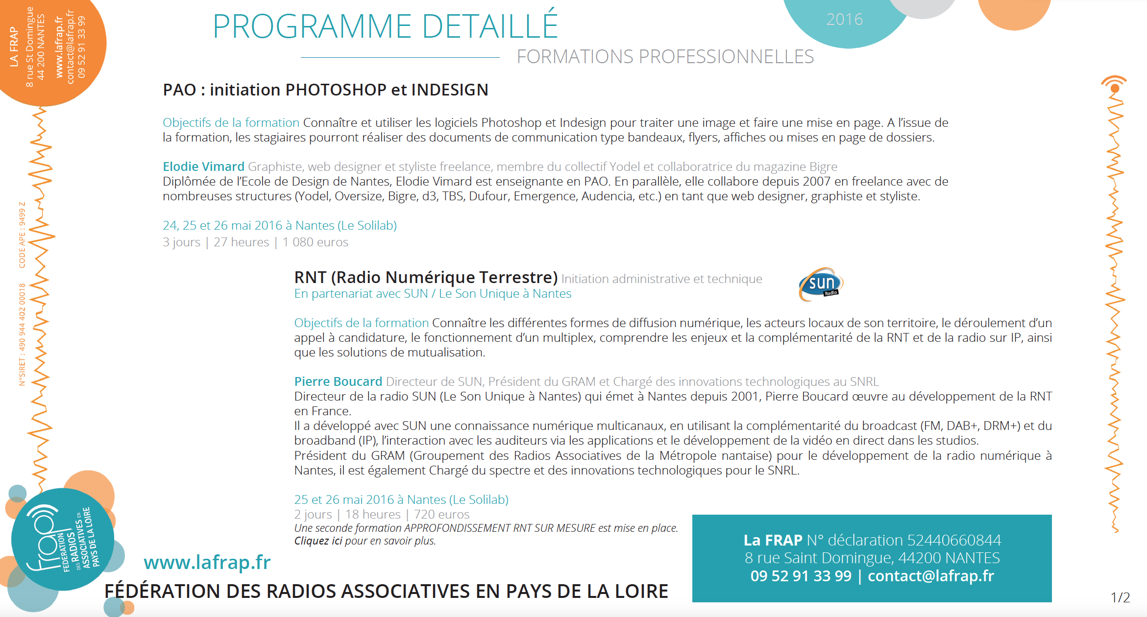 Quatre formations proposées par la FRAP