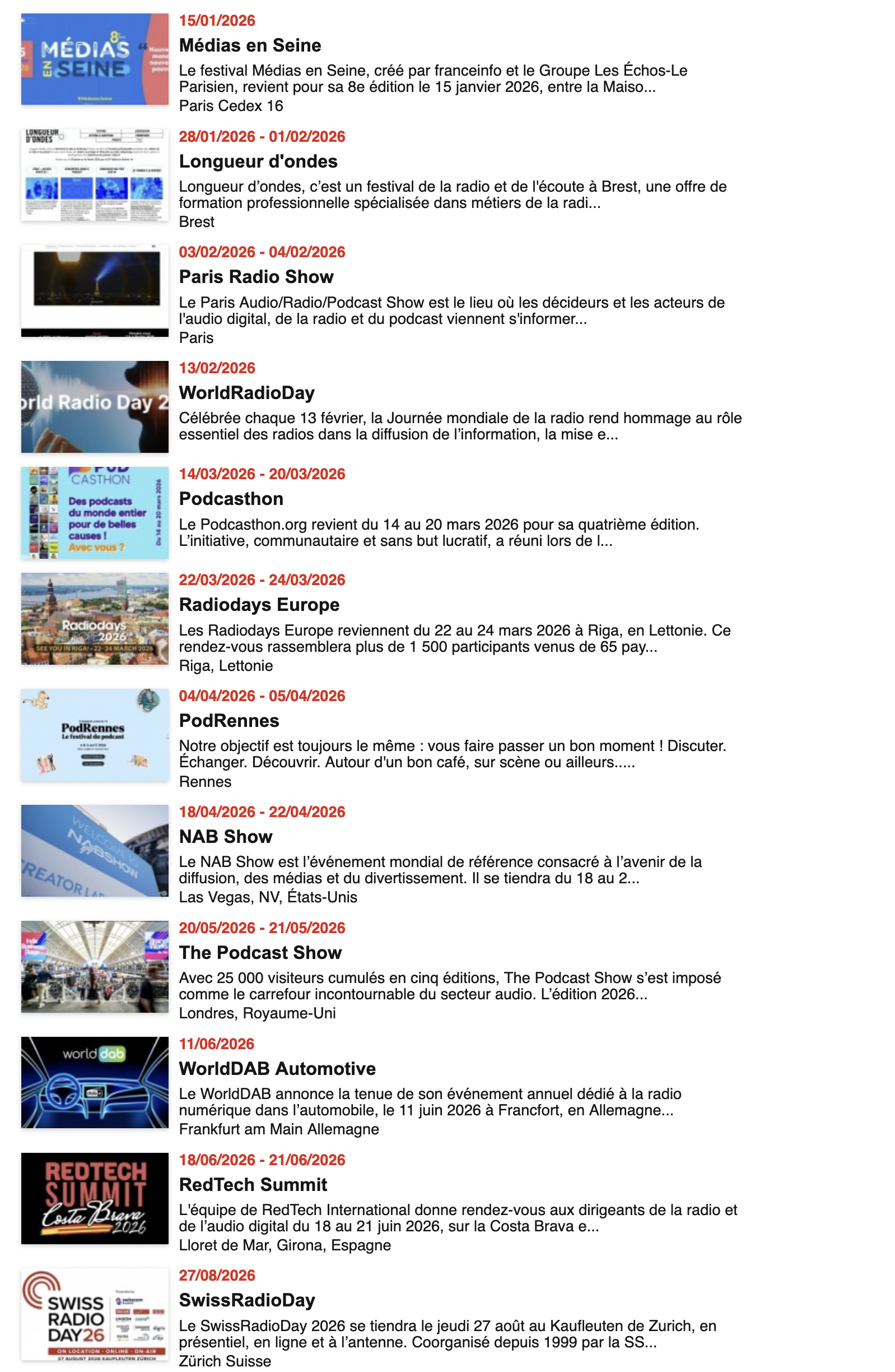 De Paris à Riga, la radio vous donne rendez-vous en 2026