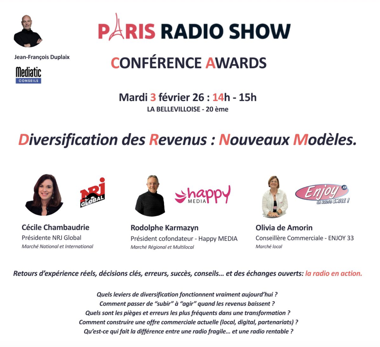Paris Radio Show : NRJ Global, Happy Media et Enjoy 33 partagent leurs stratégies