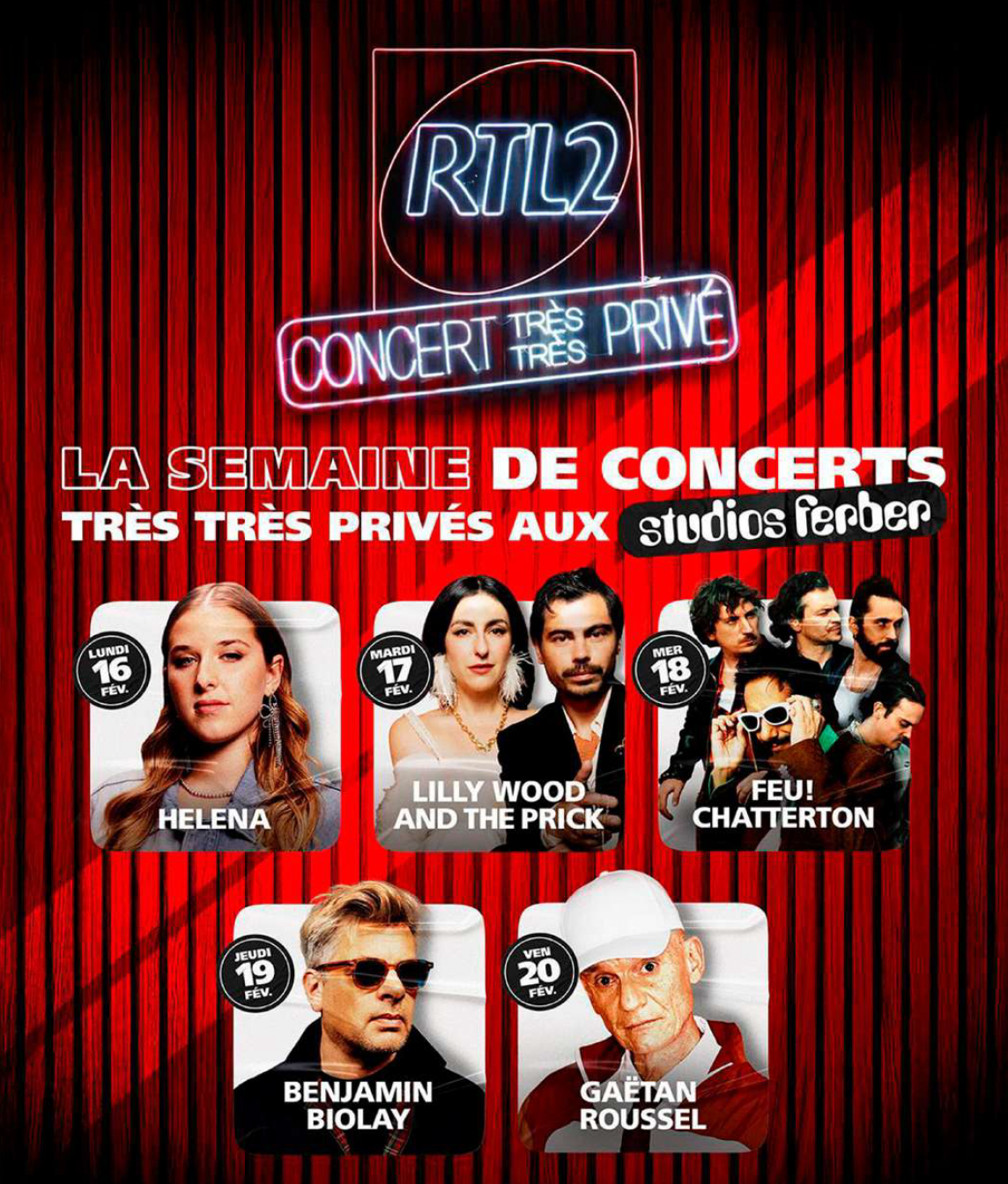 Une semaine de concerts très très privés sur RTL2, du 16 au 20 février 