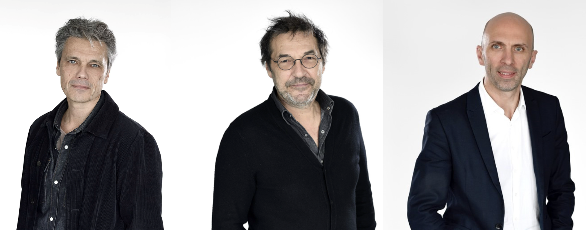 De gauche à droite : Jocelyn Perrotin (directeur de la stratégie et du développement), Bruno Carpentier (directeur des antennes de France Inter) et Bertrand Rutily (directeur de la production et des programmes jeunesse).