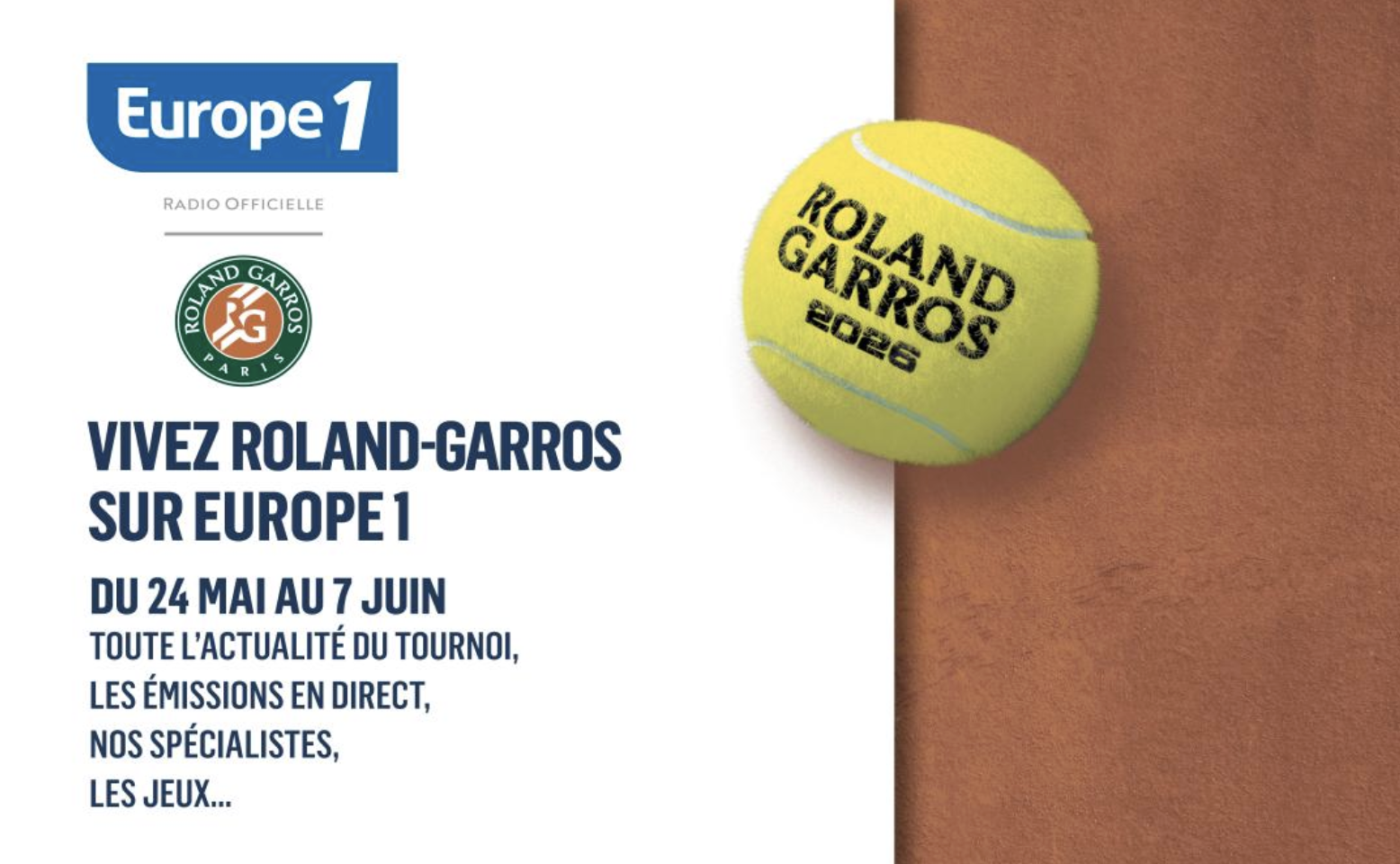 Europe 1 mobilise sa grille et ses podcasts pour Roland-Garros