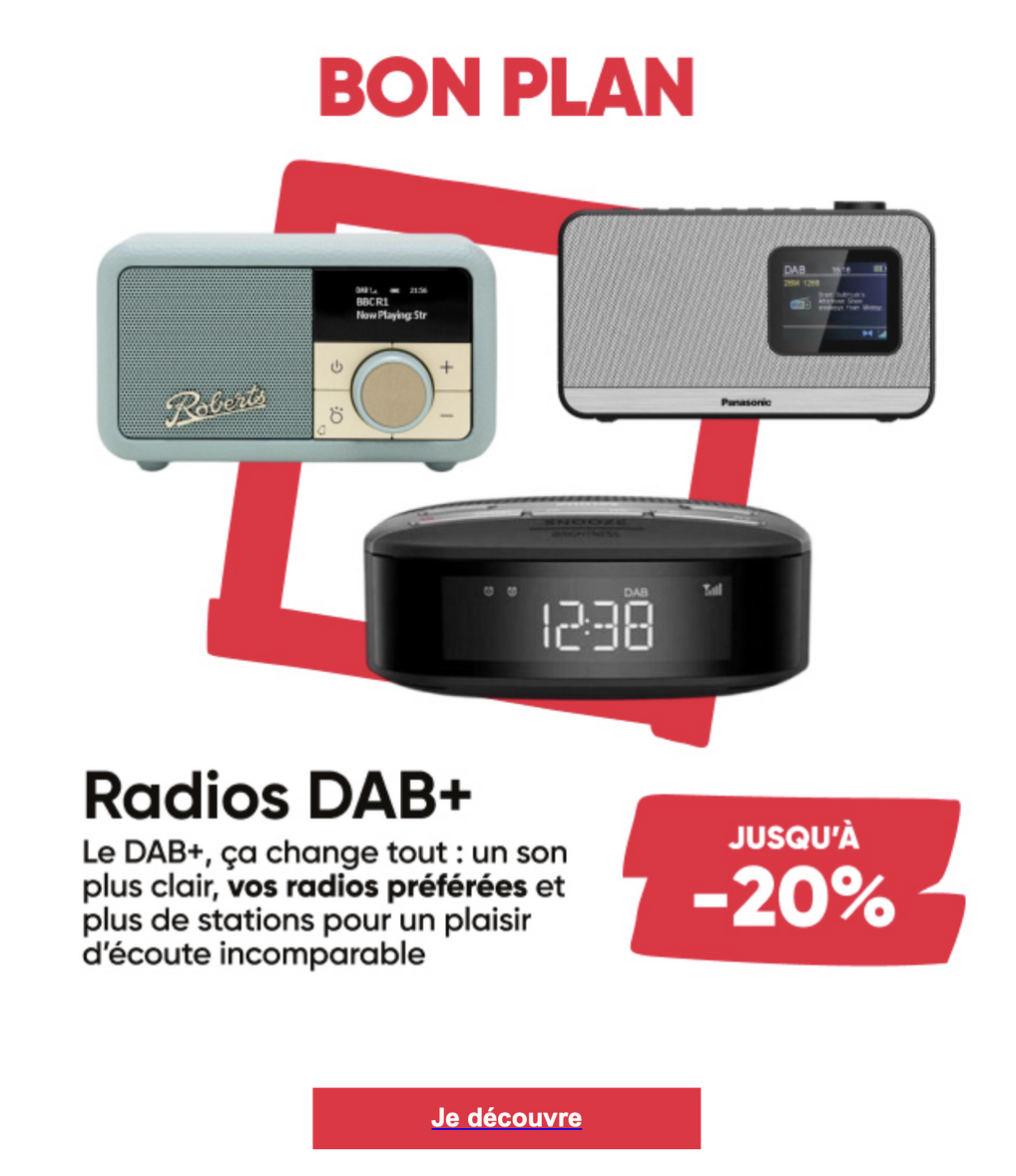 Illustration de l’opération commerciale menée autour des postes radio DAB+