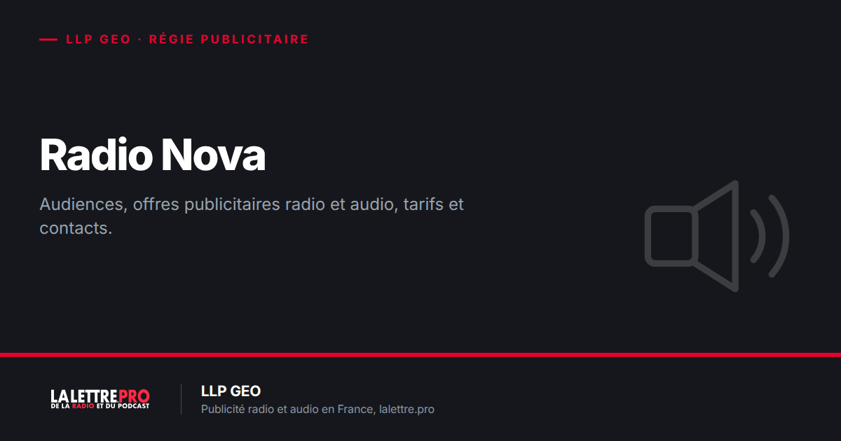 Radio Nova : audiences, offres publicitaires radio et audio, tarifs et contacts (2026)
