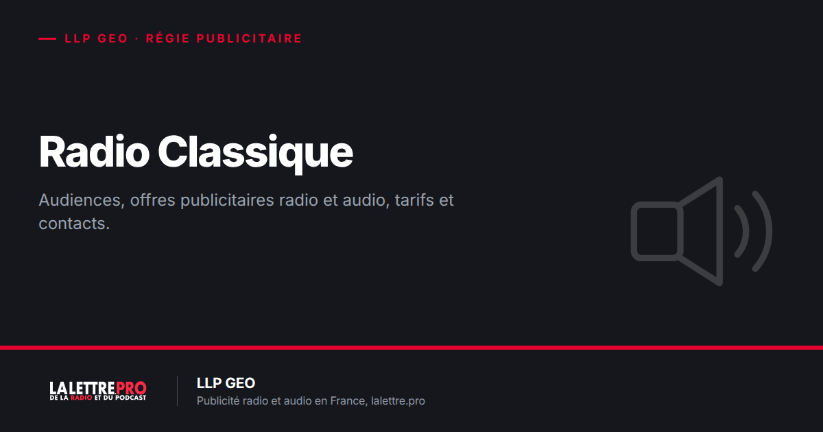 Radio Classique : audiences, offres publicitaires radio et audio, tarifs et contacts (2026)