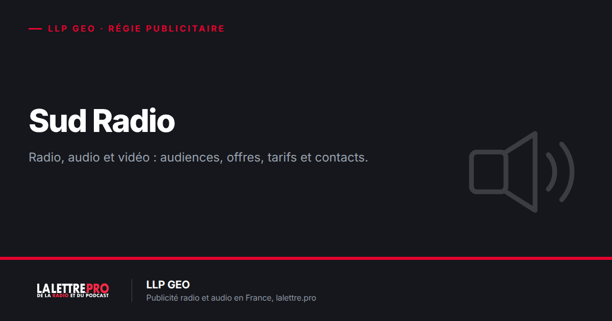 Sud Radio : audiences, offres publicitaires radio, audio et vidéo, tarifs et contacts (2026)