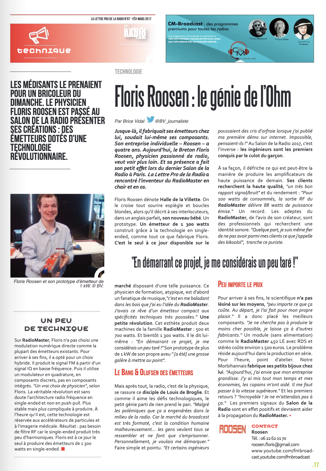 Disparition de Floris Roosen, le physicien qui repoussait les limites des émetteurs FM