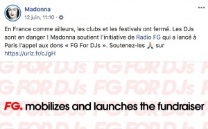 La chanteuse Madonna soutient l'opération "FG for DJs"