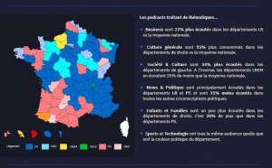 Acast : les écoutes de podcasts natifs par couleur politique 