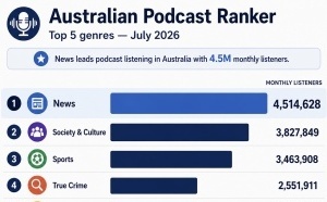 Le podcast australien rassemble 55% de la population chaque mois